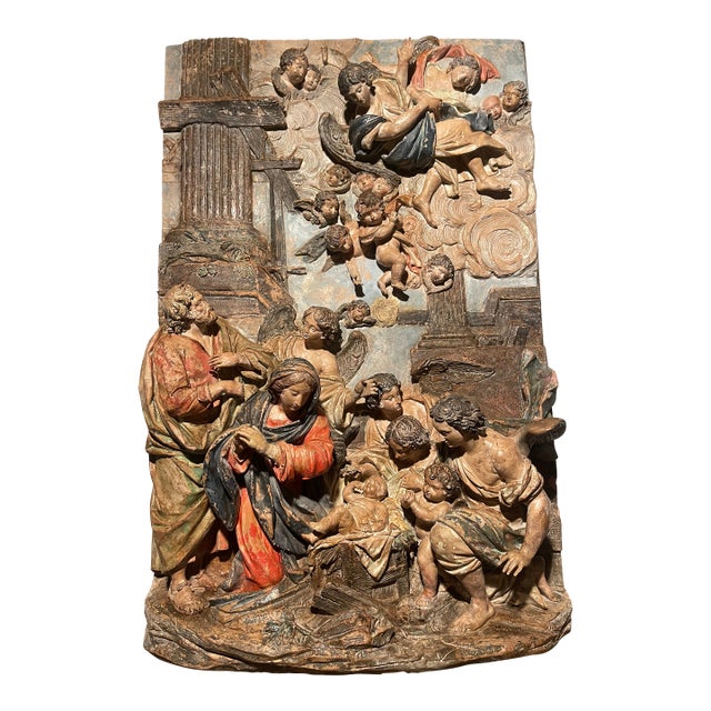 Nativity Scene, Celestial Court, 18th Century, Terracotta, Italian For Sale