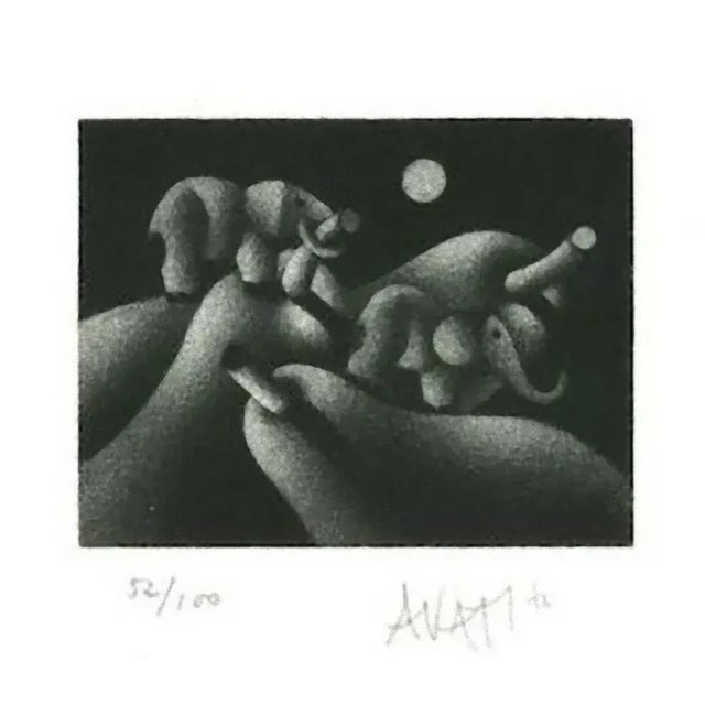Elephant and Pears - Original Etching on Paper by Mario Avati - 1970s 1970s For Sale - Image 3 of 3
