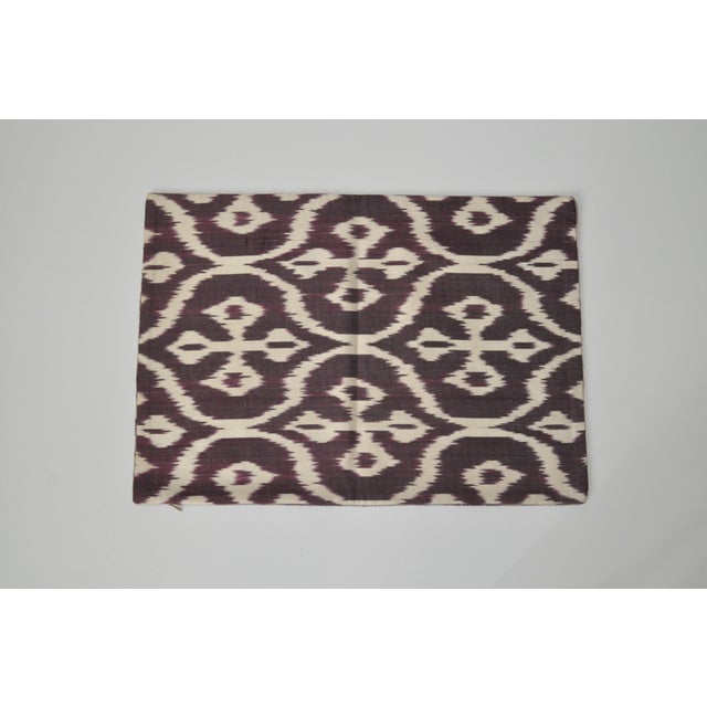 Contemporary Purple and Off-White Silk Velvet Accent Pillow For Sale - Image 3 of 3