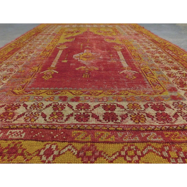 Antique Hand Knotted Turkish Prayer Rug 3'5"x 4'9" For Sale - Image 9 of 12