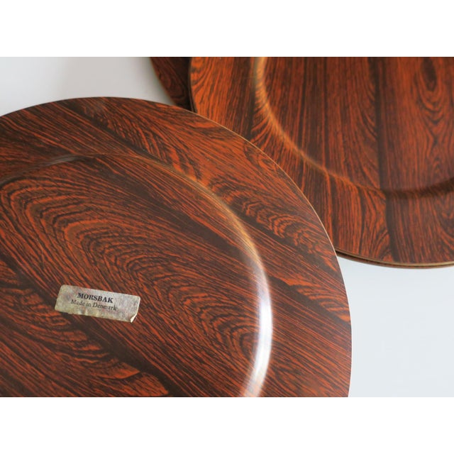 Brown Vintage Danish Plywood, Rosewood, and Teak Plates from Morsbak, 1960s, Set of 12 For Sale - Image 8 of 11