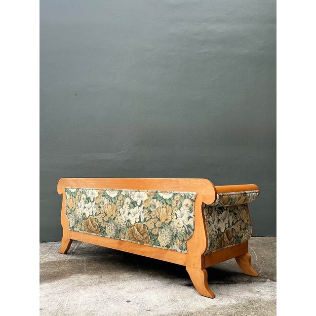 Tan Vintage Biedermeier Sofa in Dorothy Draper Floral Tapestry For Sale - Image 8 of 12