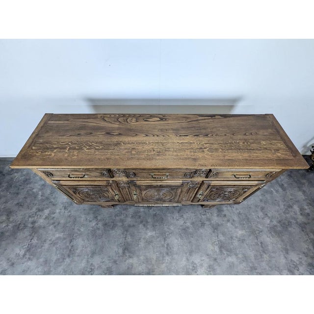 Brutalist Carved Oak Sideboard For Sale - Image 4 of 11