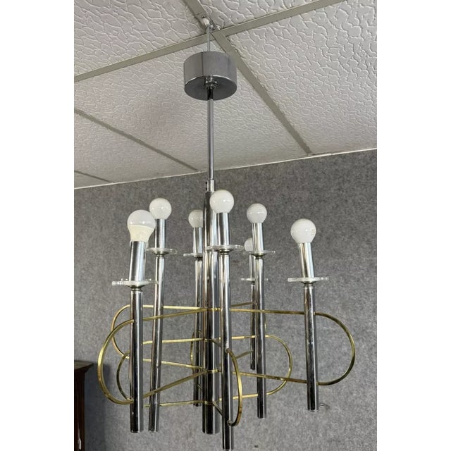 8-Light Chandelier by Gaetano Sciolari, 1970s For Sale - Image 3 of 7