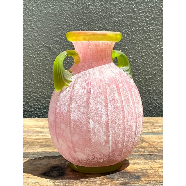 Glass Vintage Italian Hand Blown Glass Vase For Sale - Image 7 of 12
