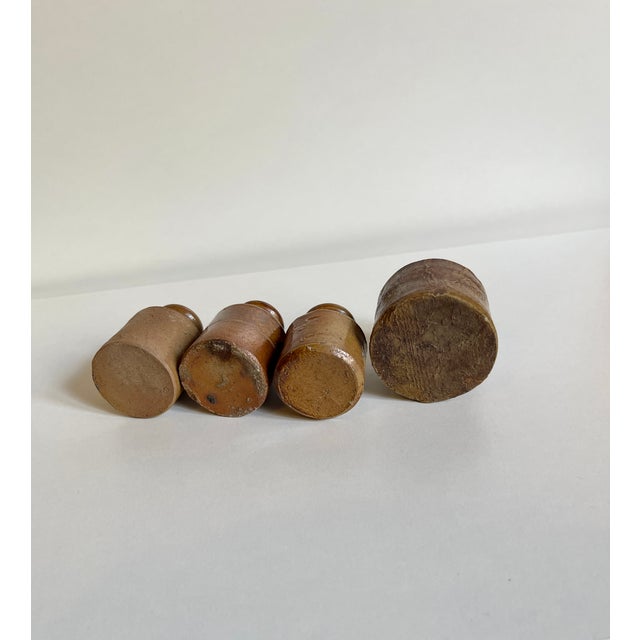 The Victorian School Room Set of 4 Salt-Glazed Stoneware Ink Pots, C 1880 Pair of Antique Victorian Stoneware Master Jars (Coordinates With Set of 4 For Sale - Image 12 of 14