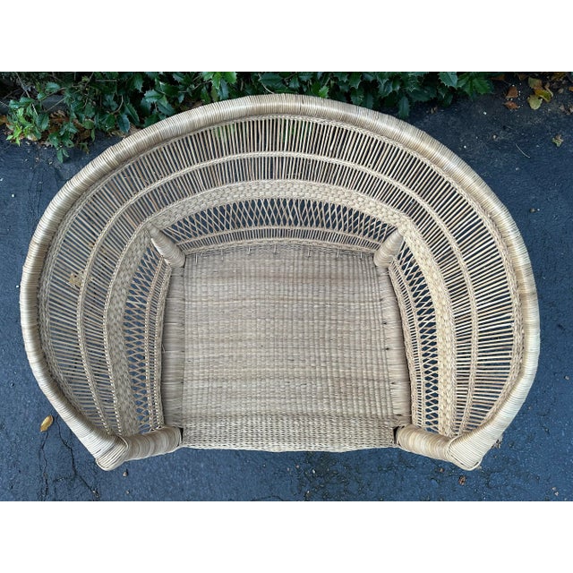 Raw Wicker Horseshoe Chair For Sale In Savannah - Image 6 of 11