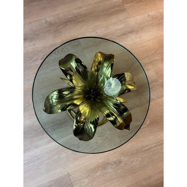 Arthur Court Vintage Hollywood Regency Lily Flower Side Table For Sale - Image 4 of 6