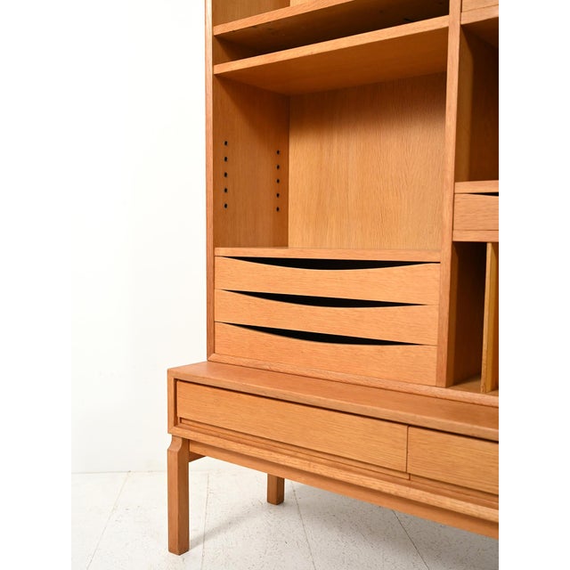 Wood Modular Oak Bookcase by Marian Grabinski, 1960s For Sale - Image 7 of 10