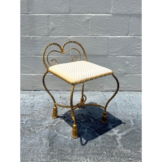 Vintage Regency Vanity Stool For Sale In West Palm - Image 6 of 7