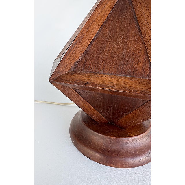 Brown Mid 20th Century Mid-Century Modern Wooden Modernist Table Lamps, Pair For Sale - Image 8 of 10