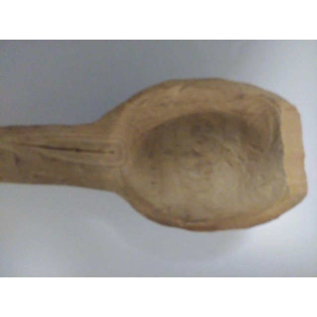 Tribal Primitive Hand Carved Wooden Spoon For Sale - Image 3 of 10