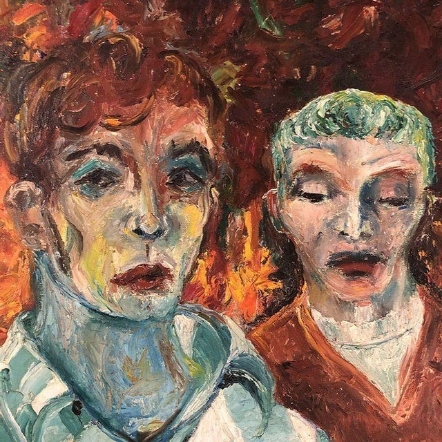 Capture the moment with this exquisite Modern Art Portrait of two men oil painting on canvas. This artwork, bursting with...