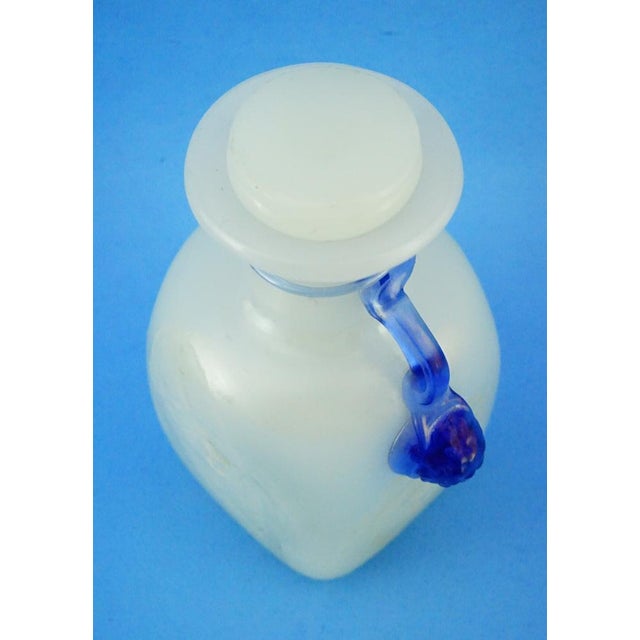 19th Century Milk Murano Glass Perfume Bottle with Blue Cameo attributed to Salviati & C. For Sale - Image 12 of 18