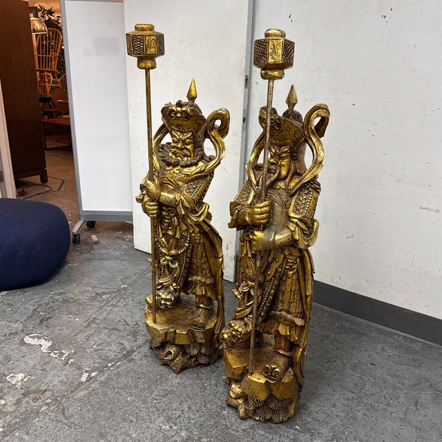 Chinese Chinese Menshen Warrior Statues, Guan Yu + Wei Tuo Set For Sale - Image 3 of 12
