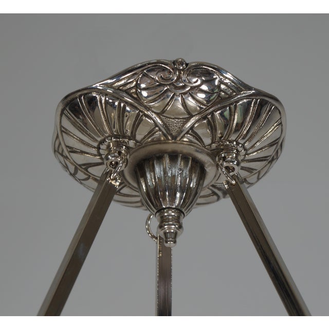 Metal French Art Deco Pendant Light by C. Jamain & Frontisi - 1930 France For Sale - Image 7 of 10