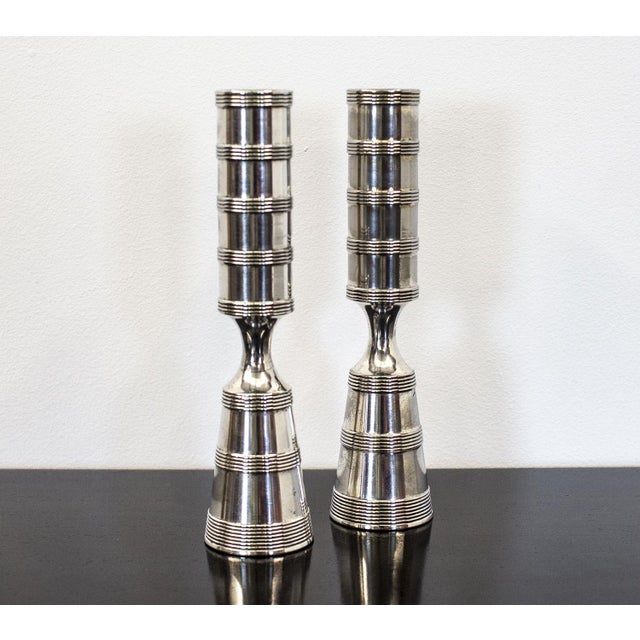 1960s Mid-Century Danish Silver Candleholders by Jens Quistgaard for Dansk Design, 1960s, Set of 2 For Sale - Image 5 of 7