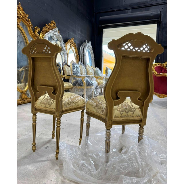 Textile French Rococo Gold Accent Chair With Lady Portrait Set of 2 For Sale - Image 7 of 9