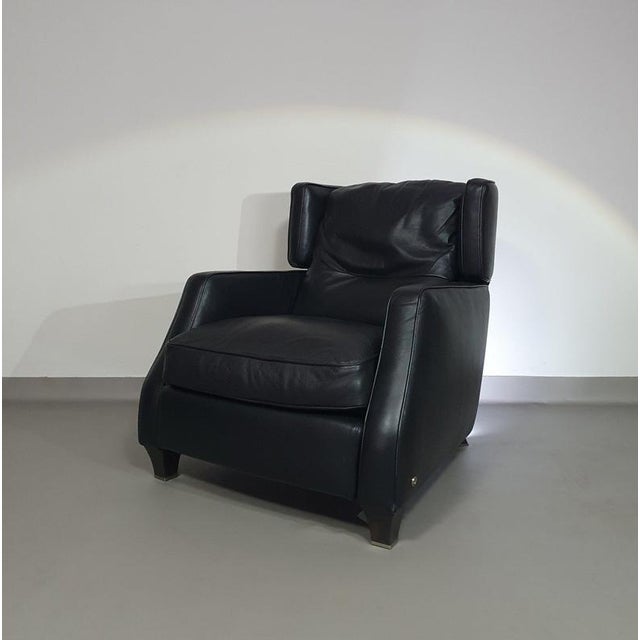 Amadeus Lounge Chair in Black Leather from Natuzzi For Sale - Image 3 of 18