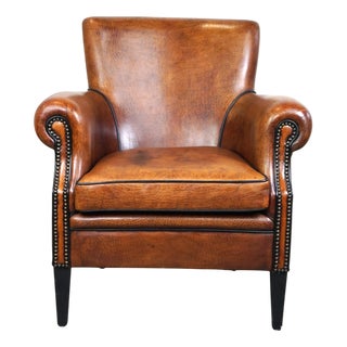 Club Chair in Sheepskin Leather For Sale