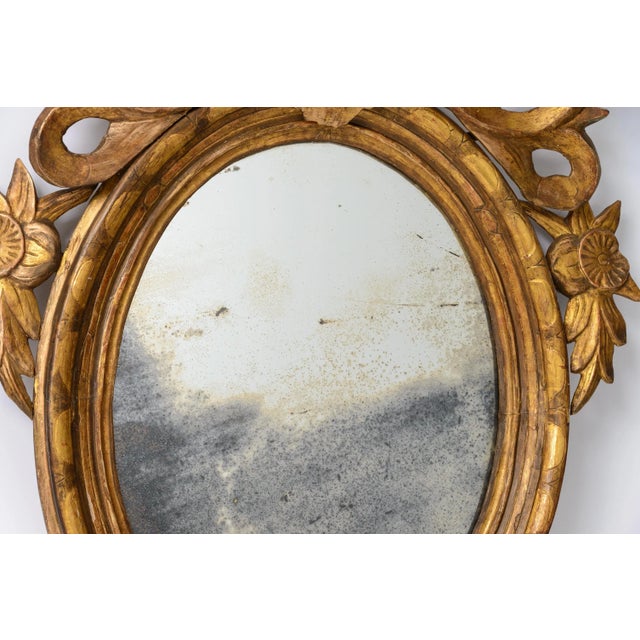 Pair French Louis XVI Carved Gilt-Wood Oval Wall Mirrors For Sale - Image 9 of 12