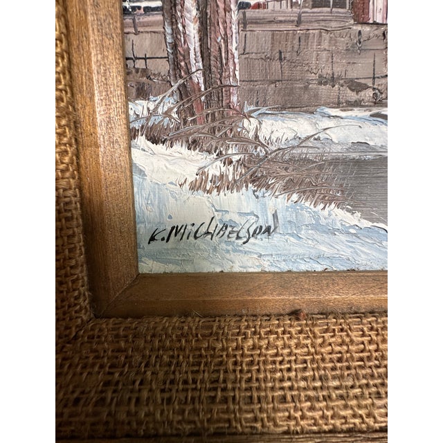 Vintage 1970s Oil Painting on Canvas by Artist K. Michaelson, Original Frame For Sale - Image 4 of 10