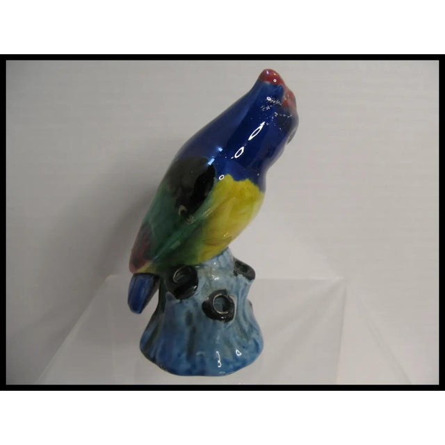 1930s Colorful Pottery Parrot Flower Frog Figural MCM Made in Japan For Sale In Seattle - Image 6 of 9