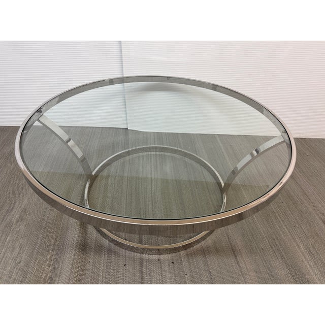 Metal Chrome + Glass Coffee Table, 37 Inches For Sale - Image 7 of 12