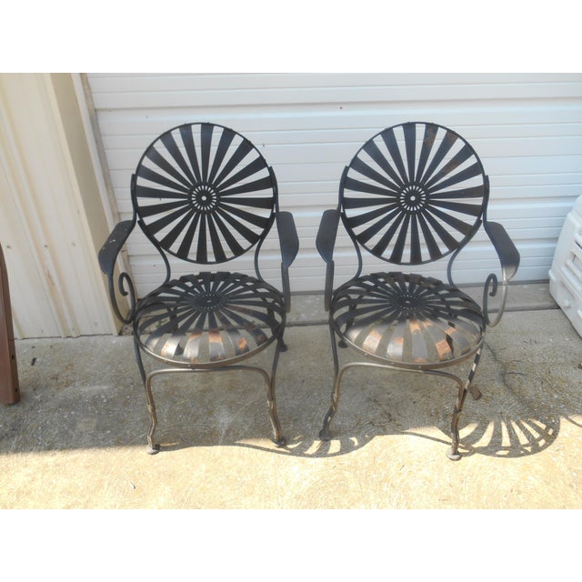 1940s Francois Carre French Art Deco Iron Sunburst Garden Side Chairs A Pair Chairish