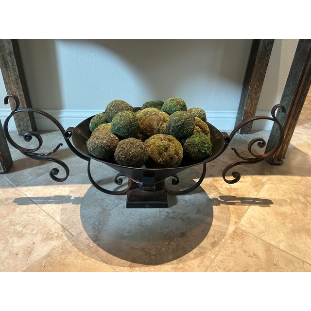 Jan Barboglio Hand-Forged Iron Pedestal Centerpiece Bowl With Scroll Handles For Sale - Image 4 of 7