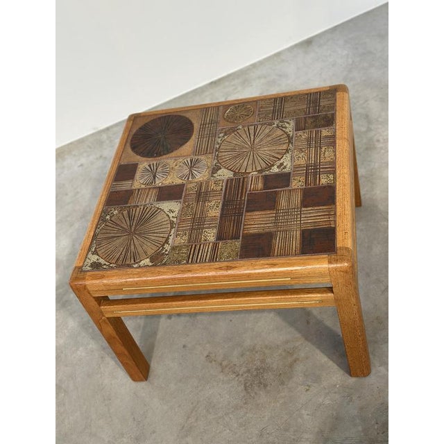 Brown Danish Ceramic Tile Coffee Table by Tue Poulsen for Haslev Møbelsnedkeri, 1960s For Sale - Image 8 of 12
