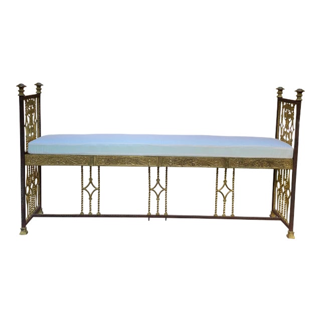 Art Deco Wrought Iron and Cast Bronze Hall Bench For Sale