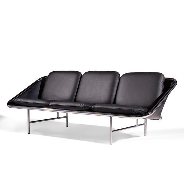 Mid-Century Modern George Nelson for Herman Miller Mid Century Leather and Chrome Sling Sofa For Sale - Image 3 of 9