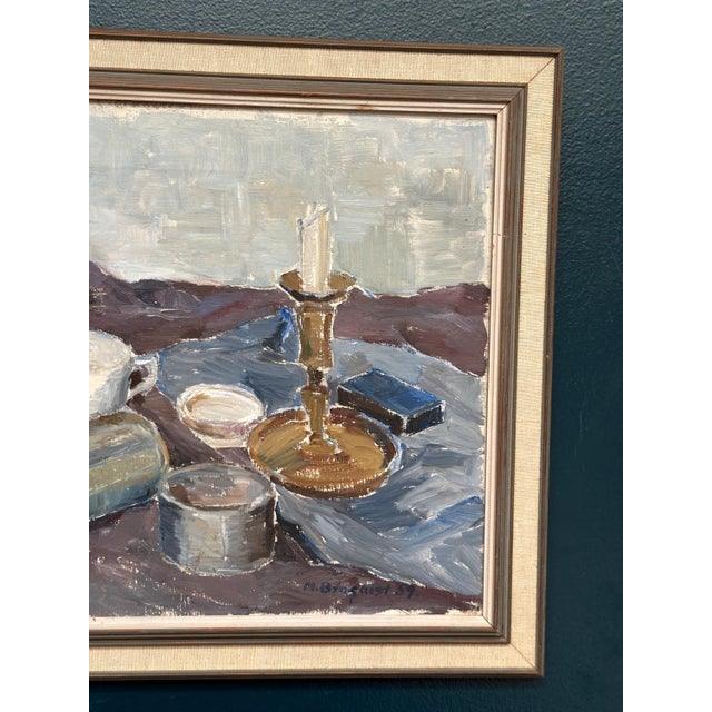 M. Broquist, Still Life with Candlestick, 1959, Oil on Canvas, Framed For Sale - Image 4 of 18