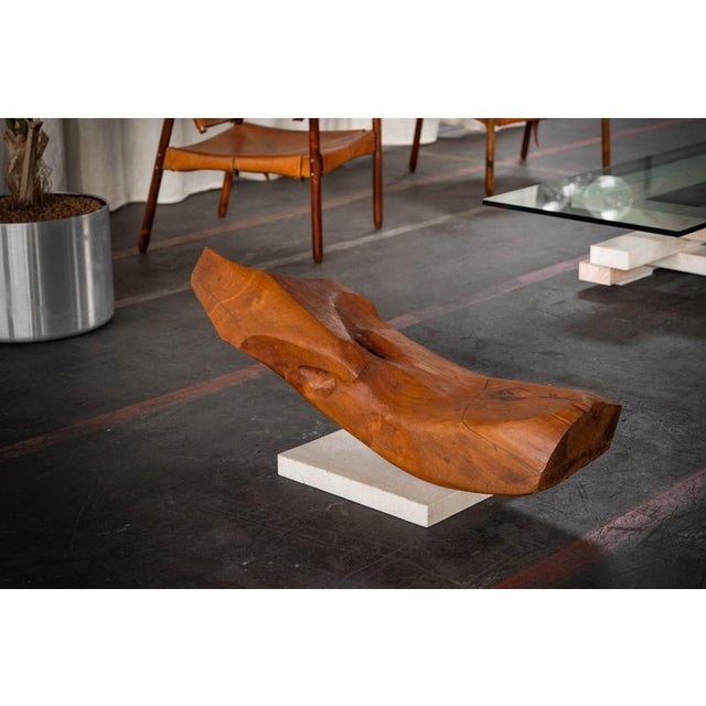 This striking wooden sculpture, created by an unknown artist in the Netherlands during the 1960s, embodies the expressive...