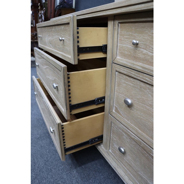 Cerused Oak Six Drawer Dresser With Mirror For Sale - Image 9 of 13