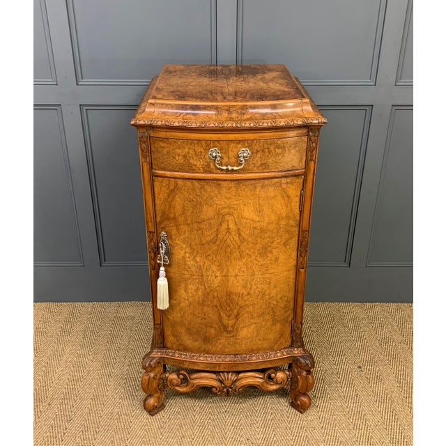 Wood Tall Burr Walnut Pedestal Cupboards, 1910, Set of 2 For Sale - Image 7 of 18