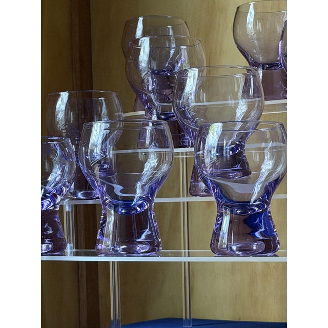 Blue Mid-Century Modern Murano Alexandrite Glass Bullicante Goblets, 1962, Set of 12 For Sale - Image 8 of 18