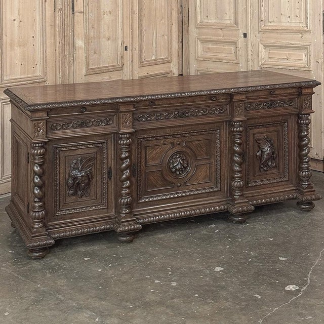 19th Century French Renaissance Hunt Buffet ~ Credenza For Sale - Image 4 of 18