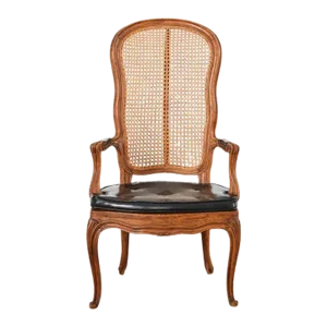 19th Century Louis XV Style Walnut and Cane Fauteuil Armchair