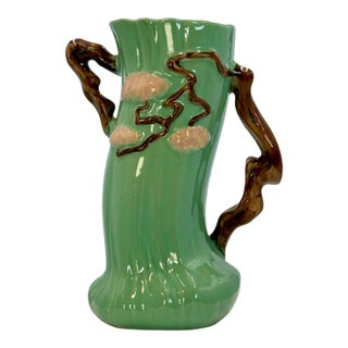 1949 Roseville Ming Tree Vase # 582 Green, Pink Brown For Sale