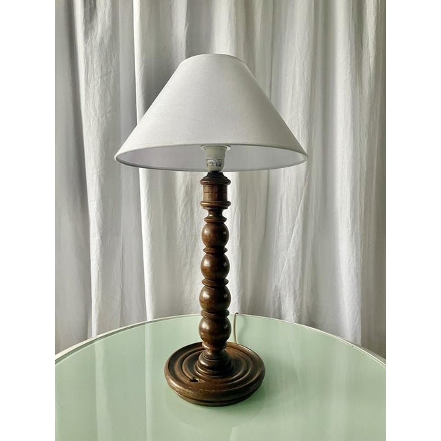 Turned Wooden Lamp, France, 1950 For Sale - Image 9 of 14