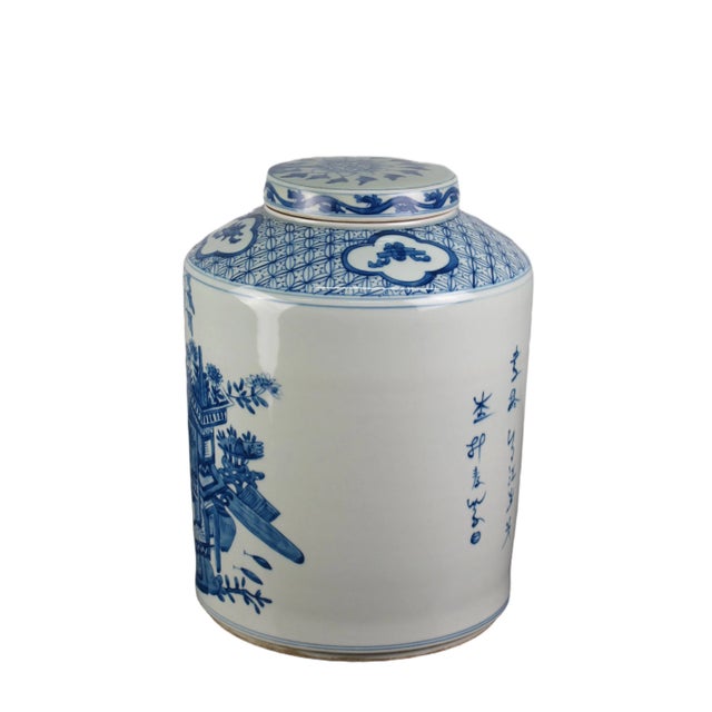 Blue & White Tea Jar For Sale - Image 4 of 8