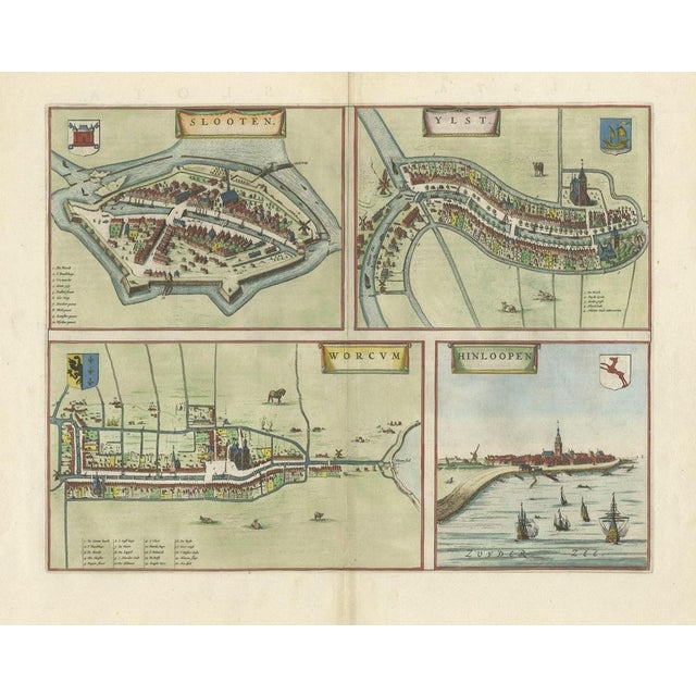 Engraved Map of the Frisian Cities of Sloten, Yist, Workum and Hindelopen by Blaeu, 1650s For Sale - Image 5 of 6