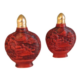 1990s Salt and Pepper Shakers in Red Zanzibar Color - A Pair For Sale