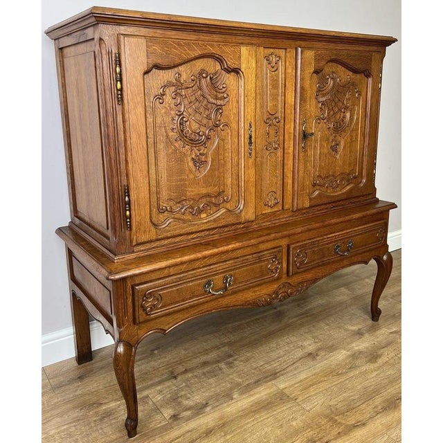 Vintage Louis XIV French Oak Sideboard For Sale - Image 3 of 14
