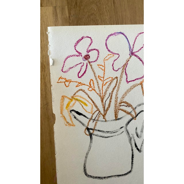 Abstract Una Base De Flores No. 8 Oil Pastel on Paper For Sale - Image 3 of 3