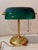 Brass Vintage Bankers Desk Lamp Green Glass Shade Brass Stand Pull Cord Library Piano For Sale - Image 8 of 12