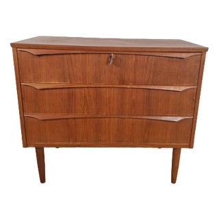 Small Vintage Three-Drawer Chest Mid-Century Scandinavian Teak Design, 1960s For Sale