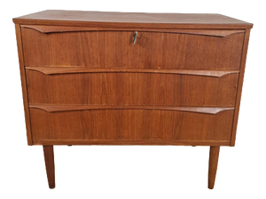 Small Vintage Three-Drawer Chest Mid-Century Scandinavian Teak Design, 1960s